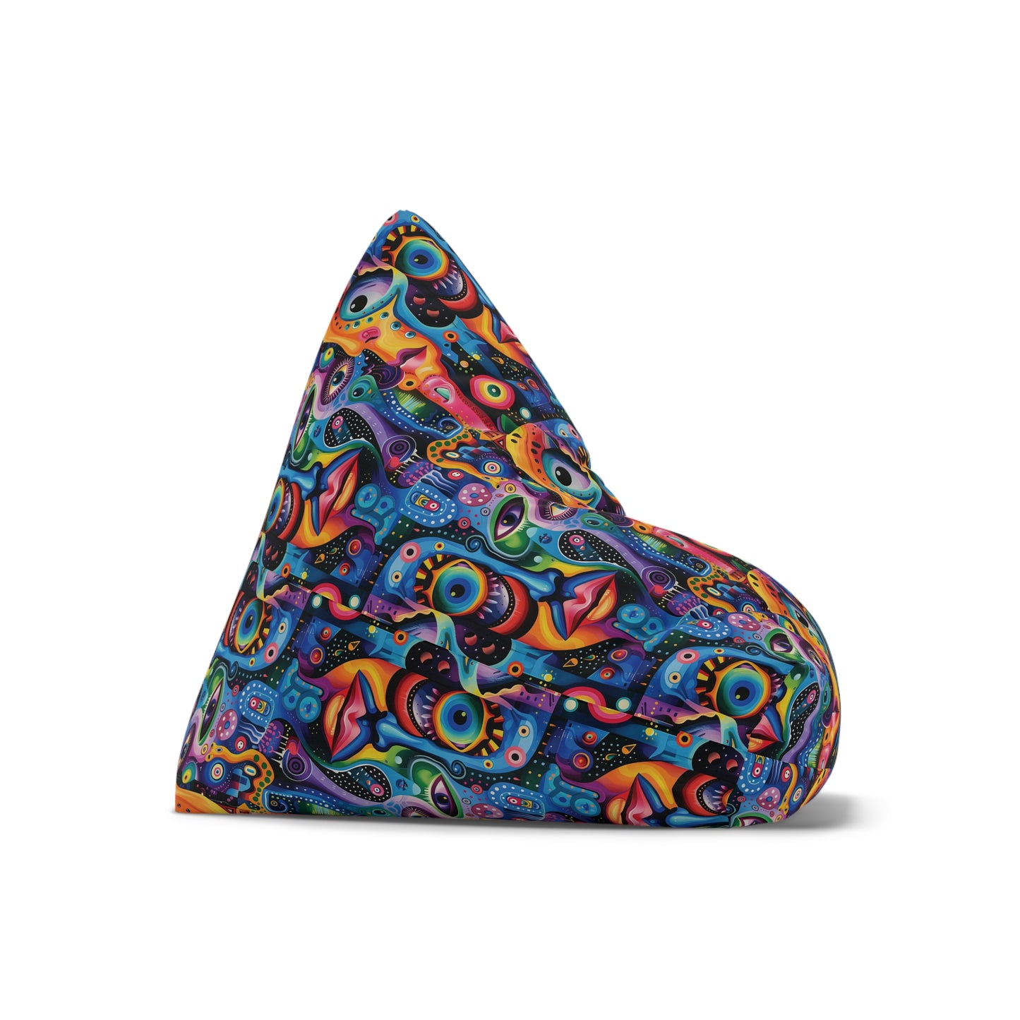 Psychedelic Visions Vibrant Artistic Bean Bag Chair Cover - Colorful Abstract Design for Cozy Spaces