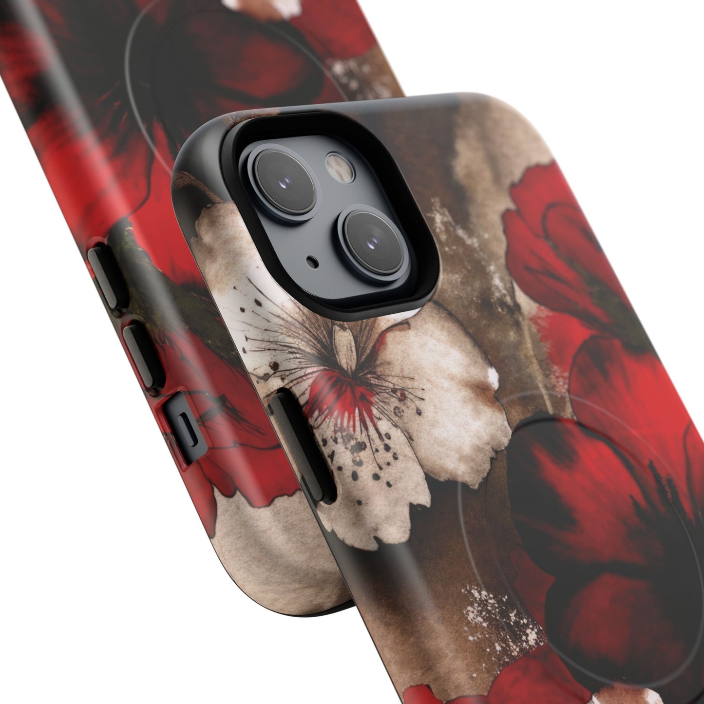 Crimson Noir Tough iPhone Magnetic Cases, Tough iPhone Protector, Stylish Floral Design, Gift for Her, Floral Accessories