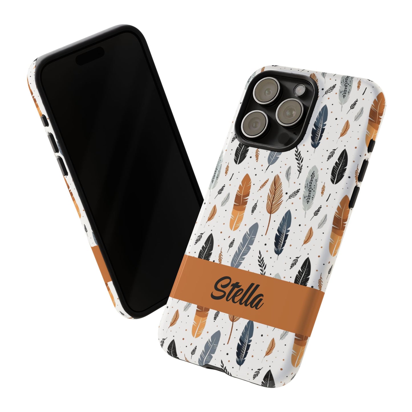 Personalized Whispering Feathers Samsung, Google Pixel and iPhone Case, Custom Name Case.