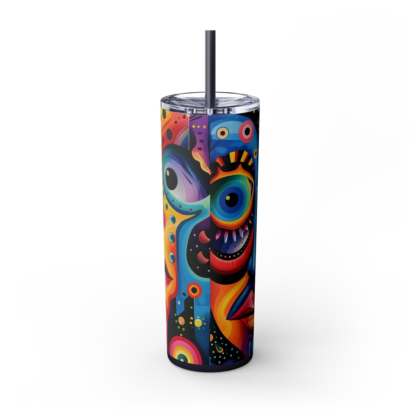 Psychedelic Visions Skinny Tumbler with Straw, 20oz