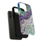 Stylish Purple Acrylic Tough Magnetic iPhone Cases, Unique Protective Cases for iPhone, Colorful Marble Design, Great Gift for iPhone Lovers