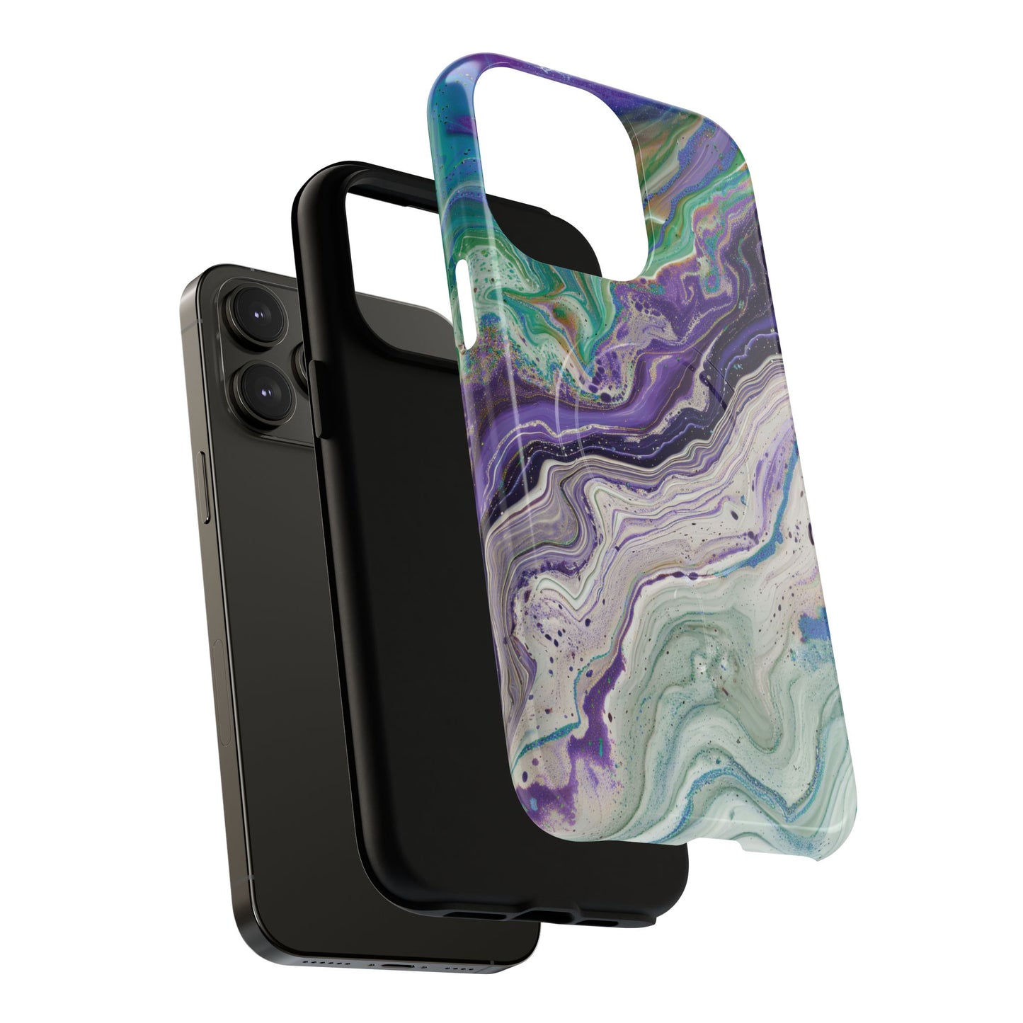 Stylish Purple Acrylic Tough Magnetic iPhone Cases, Unique Protective Cases for iPhone, Colorful Marble Design, Great Gift for iPhone Lovers