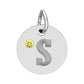 Engraved Birthstone Circle Charm — Personalized Initial Pendant.