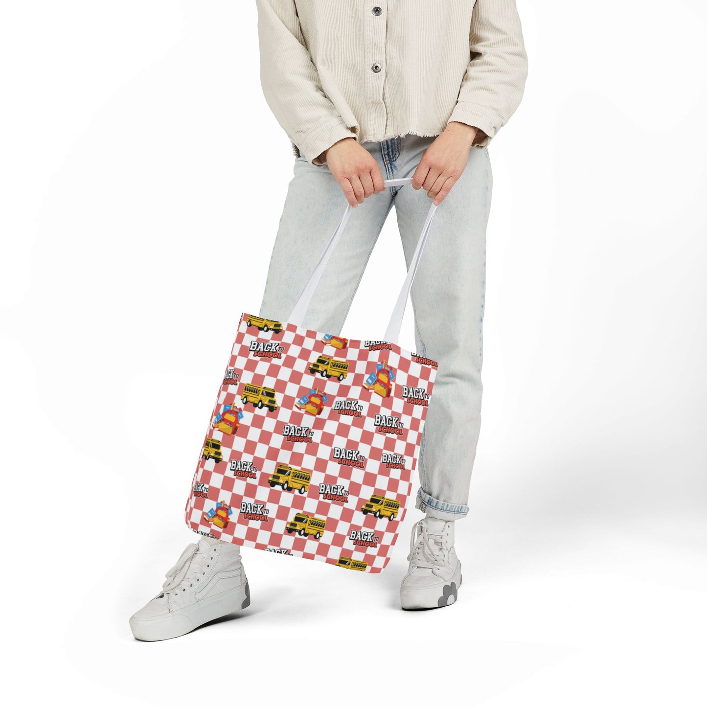 Personalized Red Schoolyard Chic Composition Book Inspired Canvas Tote Bag with Colorful Straps, Cute School Bag, Eco-Friendly Tote, Back to School Shopping Bag, Teacher Gift Idea