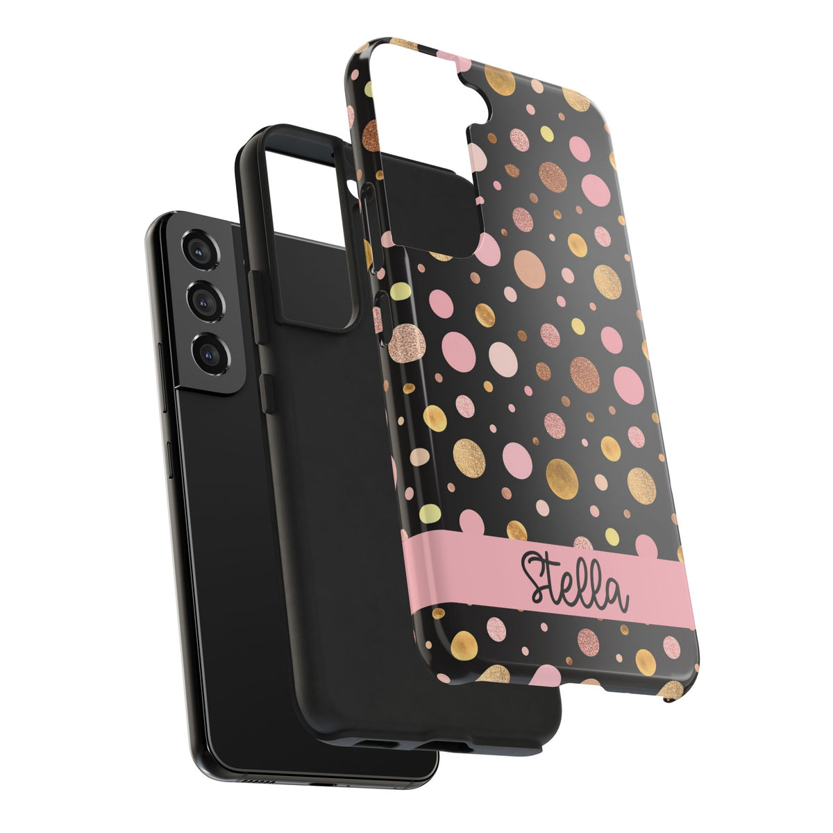 Personalized Gold & Pink Confetti Tough Phone Case — Glitter Dot Protective Phone Cover