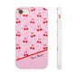 Personalized Cherry Blossom Dreams Flexi Case — Pink Retro Cherry iPhone® 7/8, 11, 12, 13, 14, 15, 16, 17, X/XS, SE, XR, Mini, Pro, Pro Max, Plus Cases.