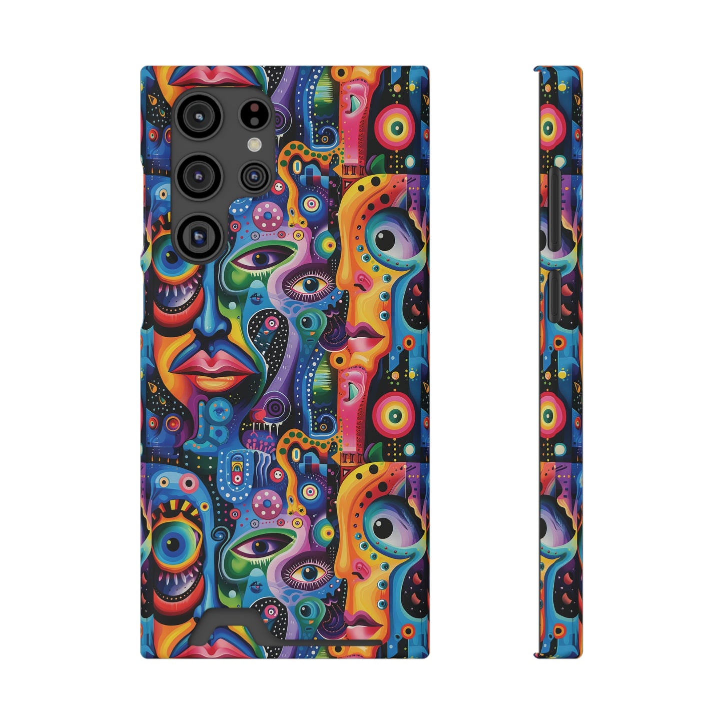 Psychedelic Visions Phone Case with Card Holder - Colorful and Stylish Design for Creatives
