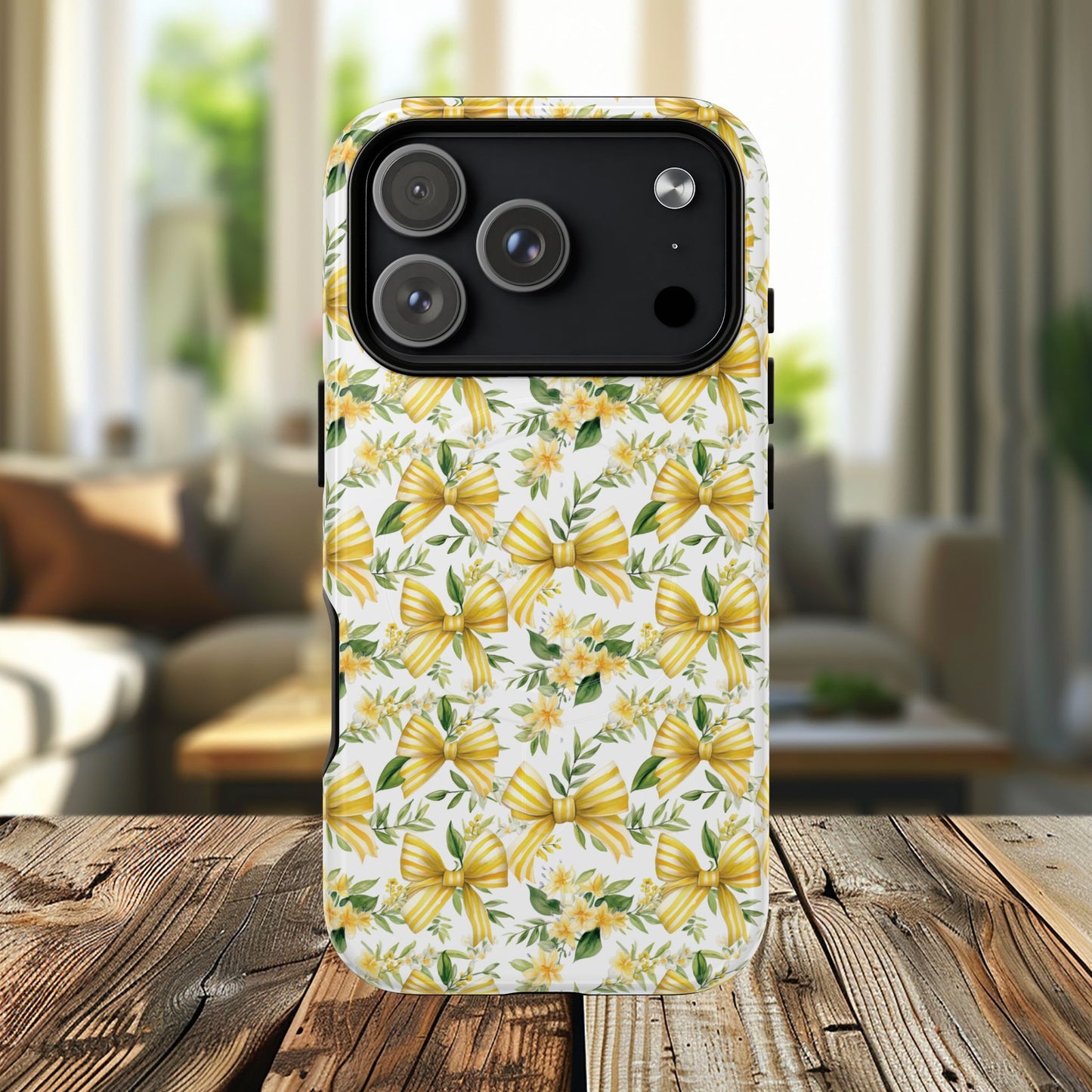 Sunshine Coquette Bows Tough Magnetic iPhone Case, Durable iPhone Cover, Girly Tech Accessory, Nature-Inspired Gift for Her, Spring Decor