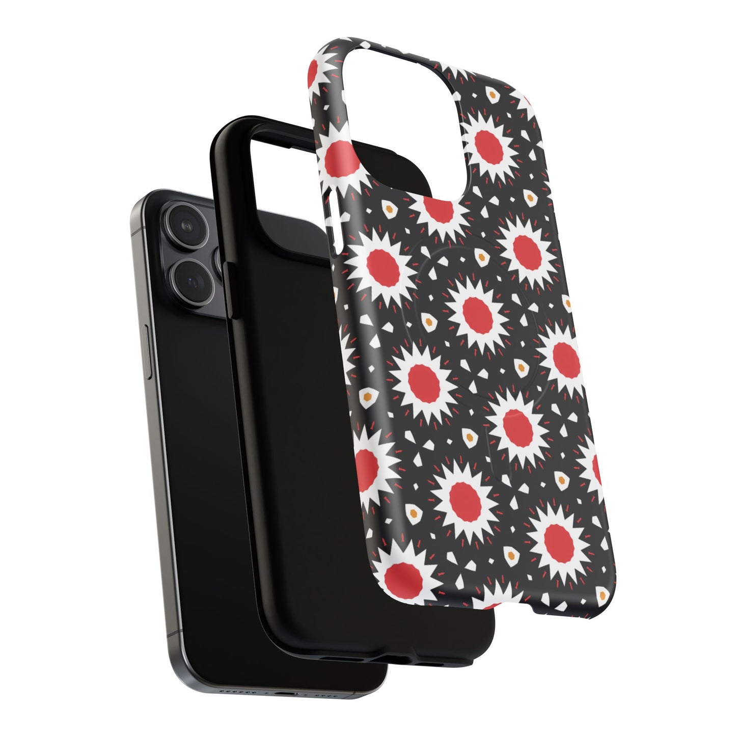 Crimson Spark Radiance Bold Floral Magnetic iPhone Cases, Stylish Tough Cases, Unique iPhone Accessories, Perfect Gift for Her, Trendy Tech Gear.