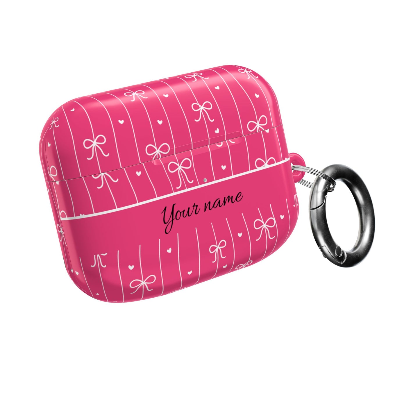Personalized Pink Bow Coquette AirPod Cases — Custom Name Protective Cover