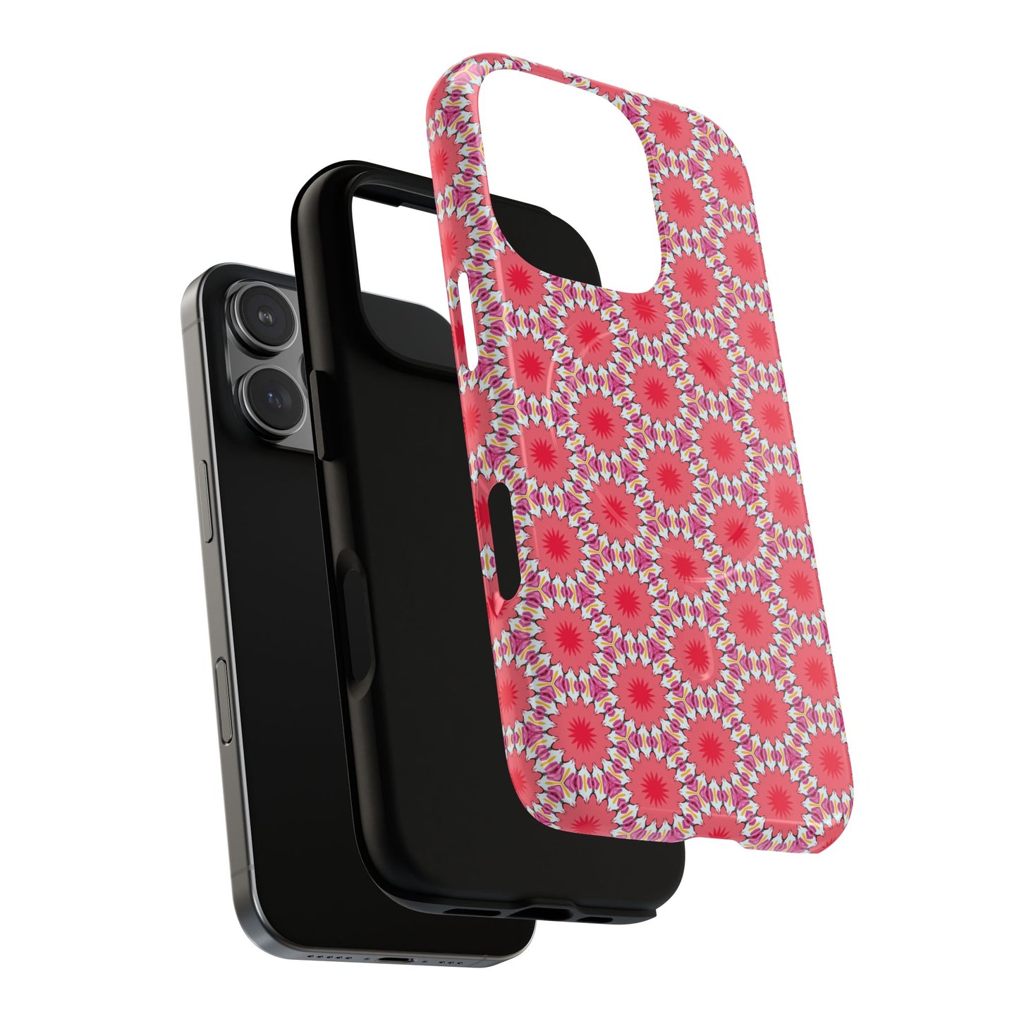 Roseburst Mosaic Vibrant Flower Pattern iPhone Case, Stylish iPhone Cover, Tough Magnetic Case, Floral Gift, Trendy Accessory for Her