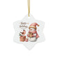 Snowman Ceramic Ornaments, 2-Side Print, (1pc, 3pcs, 5pcs, 10pcs)