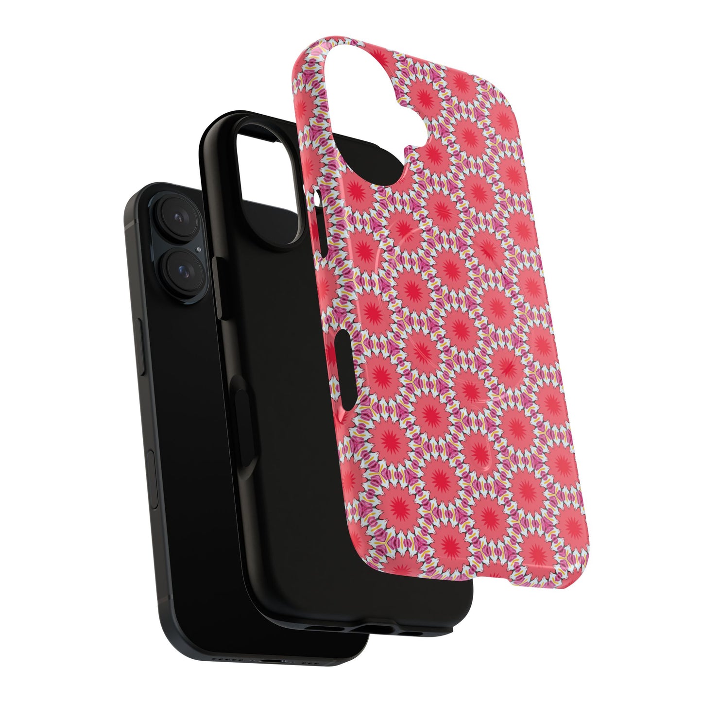Roseburst Mosaic Vibrant Flower Pattern iPhone Case, Stylish iPhone Cover, Tough Magnetic Case, Floral Gift, Trendy Accessory for Her