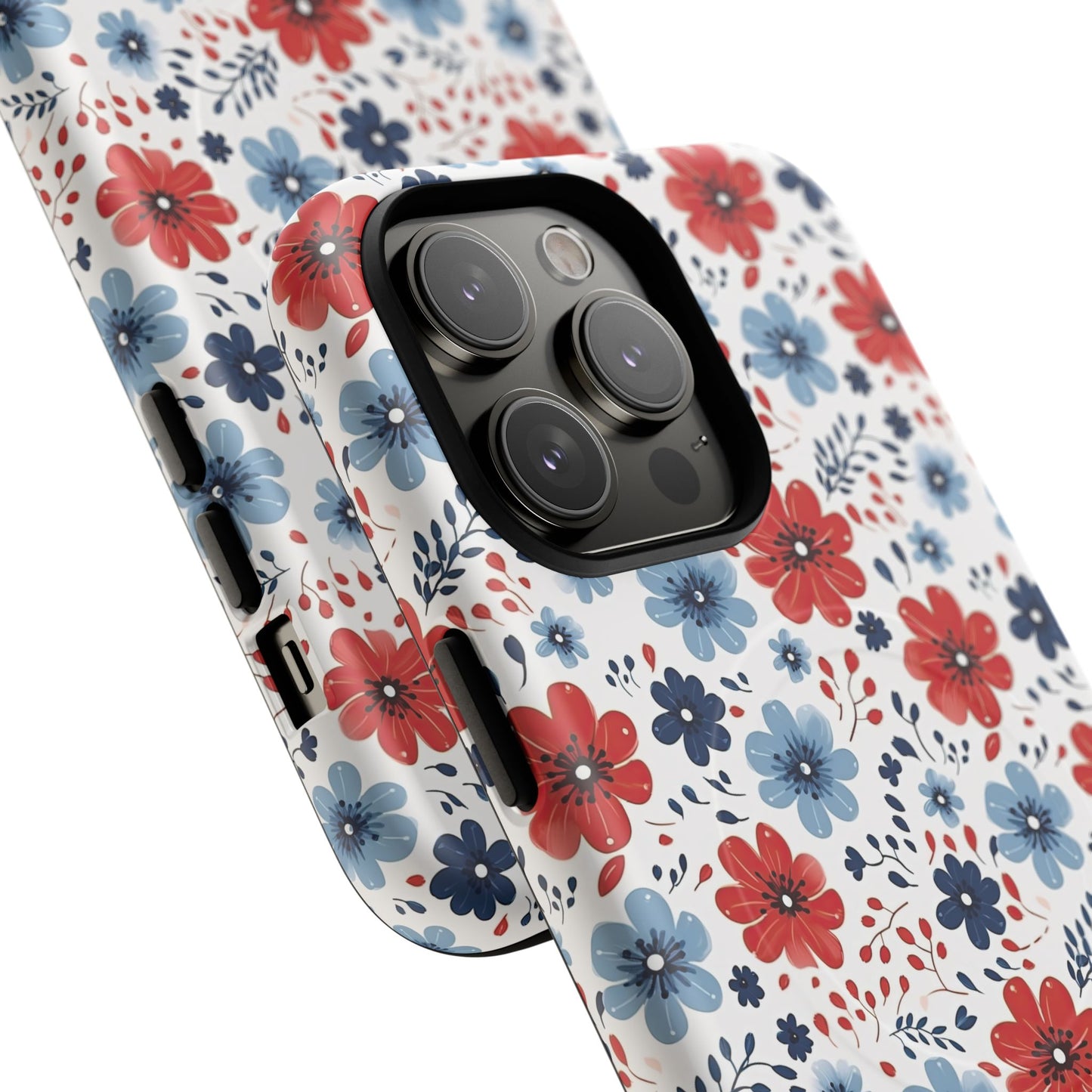 Patriotic Floral Dreams Tough Magnetic iPhone Cases, Durable, Stylish, Gift for Her, Protective Phone Cover, Spring Floral Design