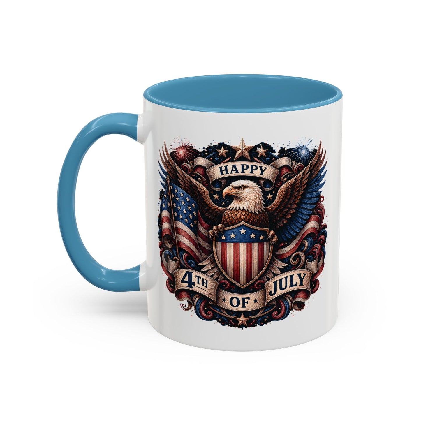 4th of July Eagle Coffee Mug — Patriotic American Flag Accent Mug (11/15oz)