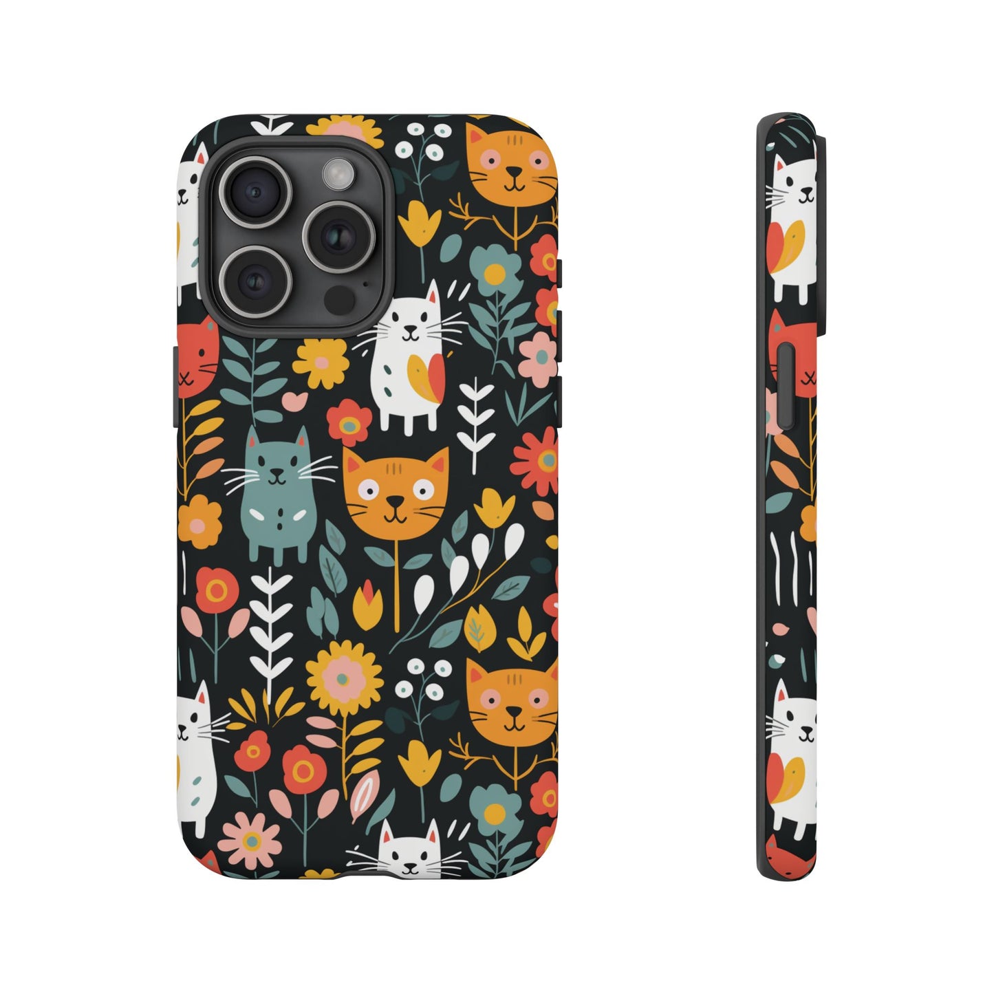 Whimsical Feline Garden iPhone, Samsung or Google Pixel Tough Cases