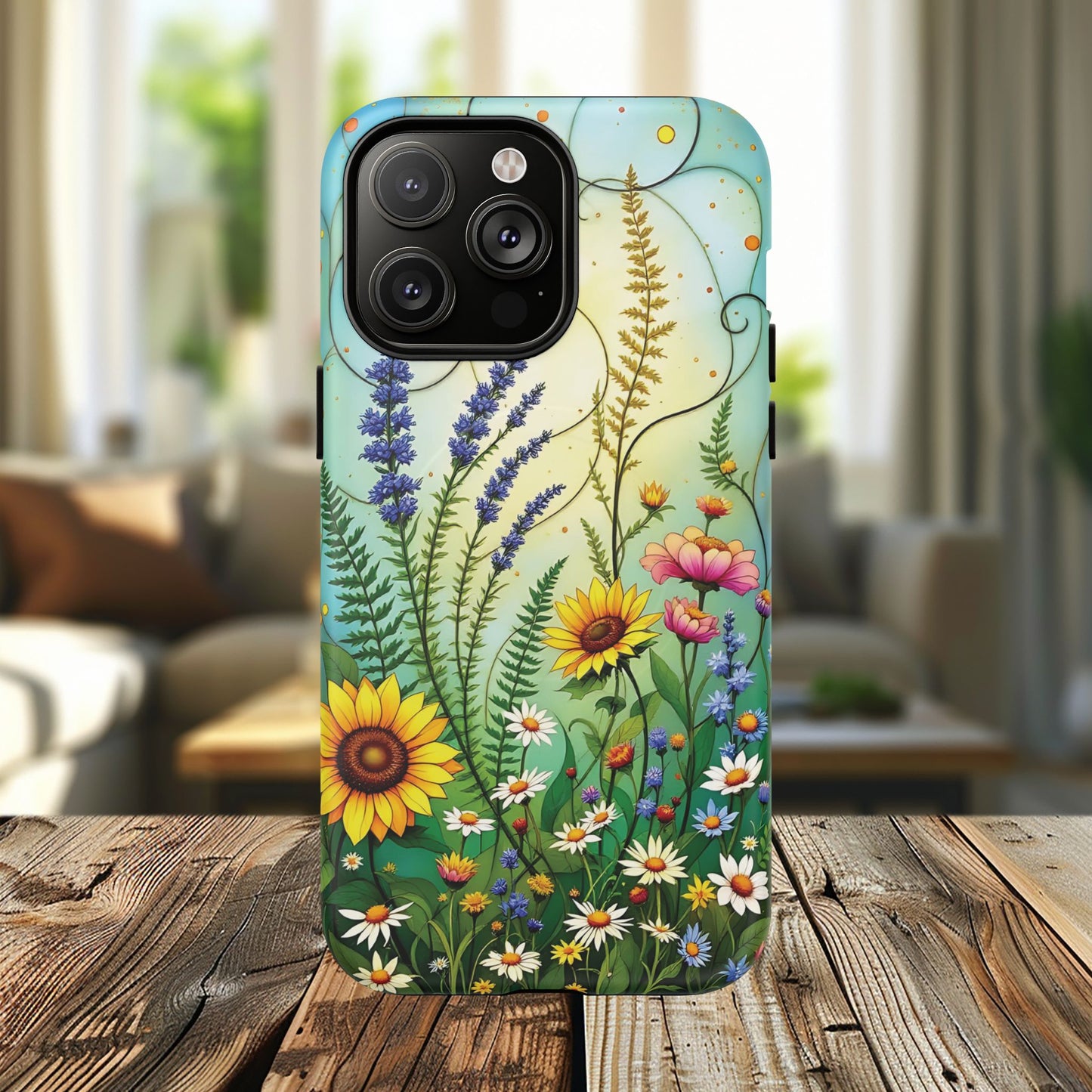 Floral Stained Harmony Glass Tough Magnetic Phone Case | Nature Inspired Design | Durable Protection | Gift for Nature Lovers | Spring Vibe