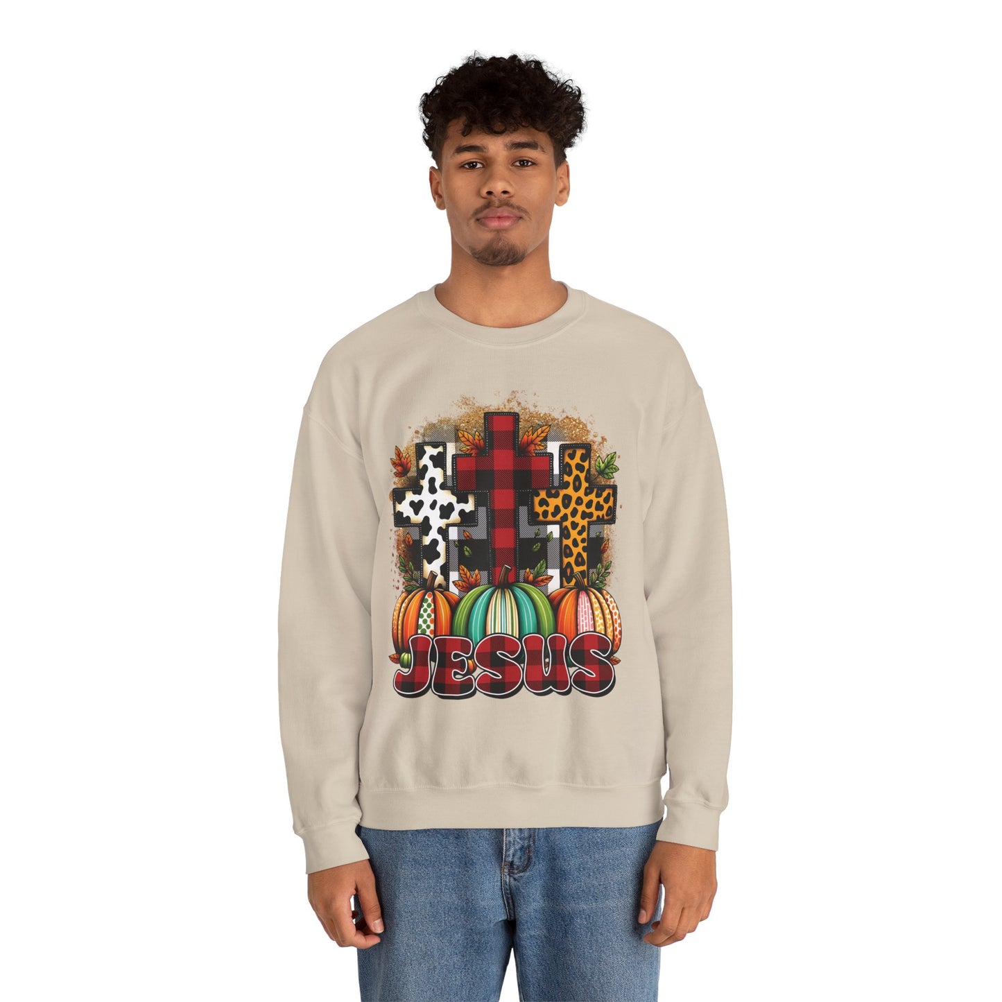 Faithful Harvest Cross Unisex Heavy Blend™ Crewneck Sweatshirt