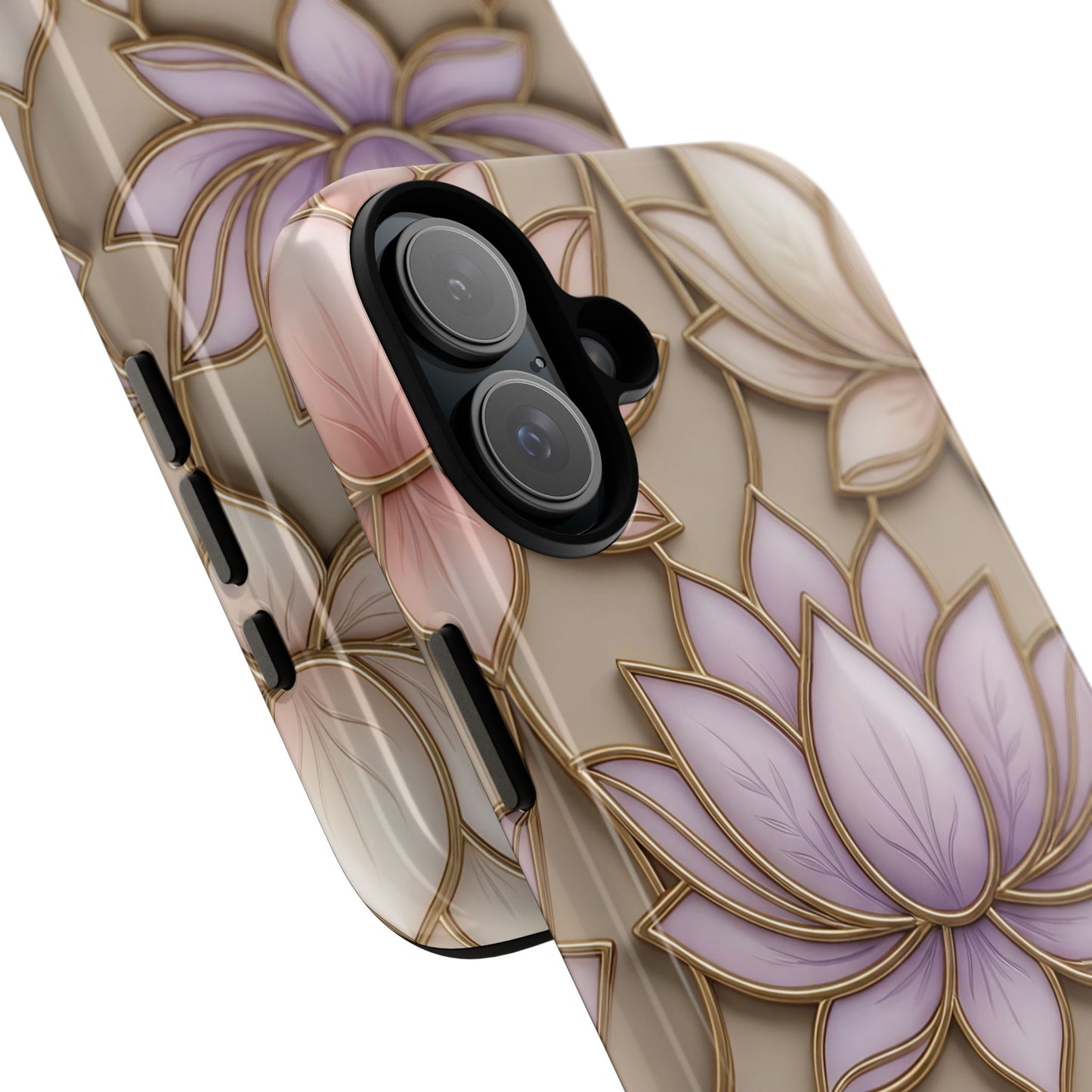 Personalized Lotus Floral Stained Glass Effect Tough Phone Case