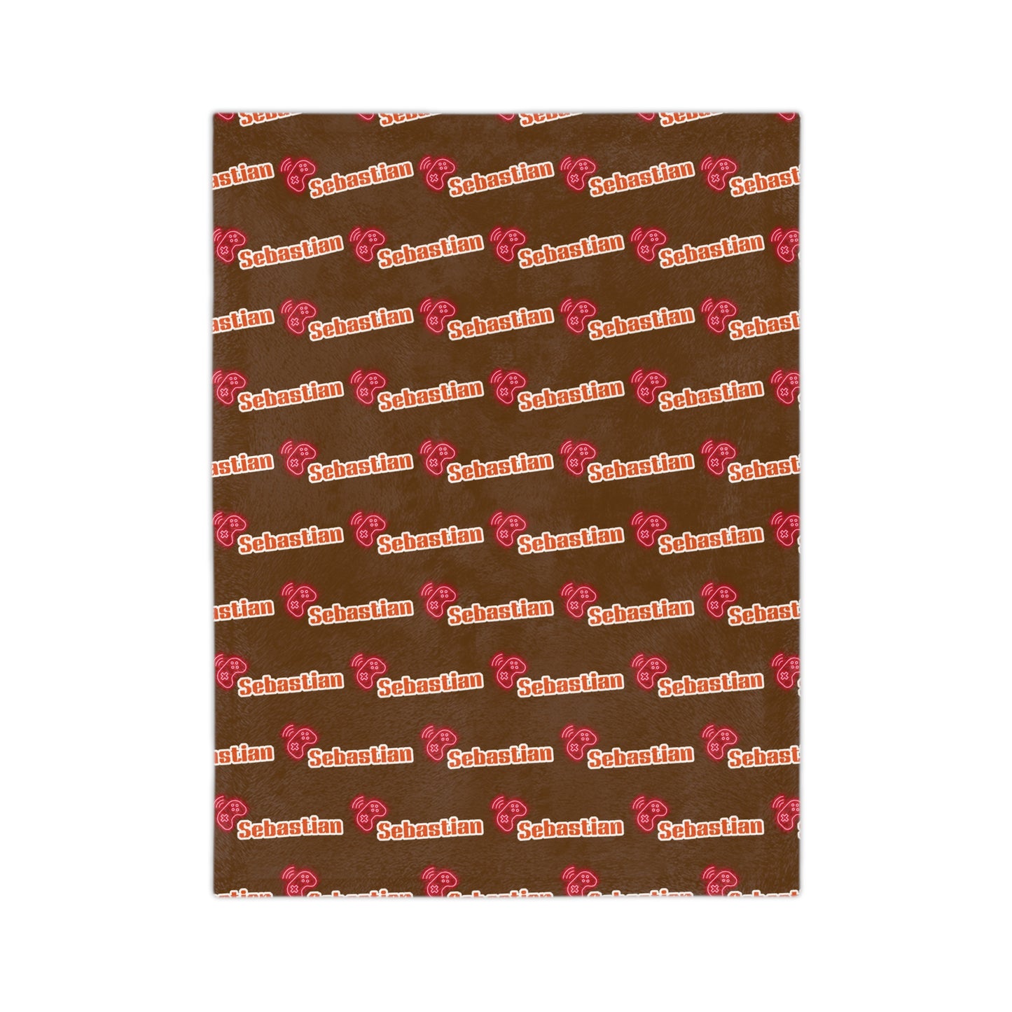 Personalized Name Velveteen Microfiber Blanket — Brown Patterned Name Script Cozy Throw- Gift for Him or Gift for Her.