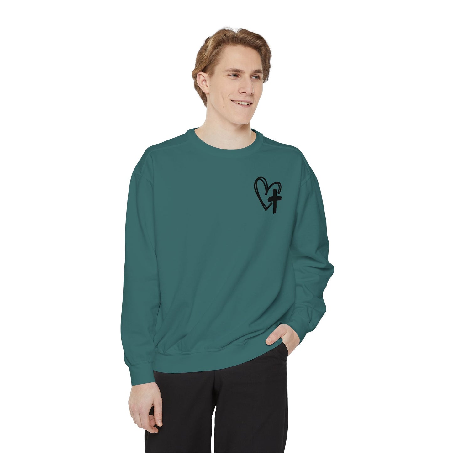 Faith and Floral Cross Unisex Garment-Dyed Sweatshirt