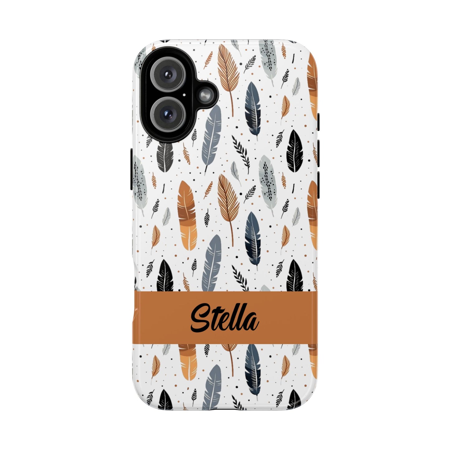Personalized Whispering Feathers Samsung, Google Pixel and iPhone Case, Custom Name Case.