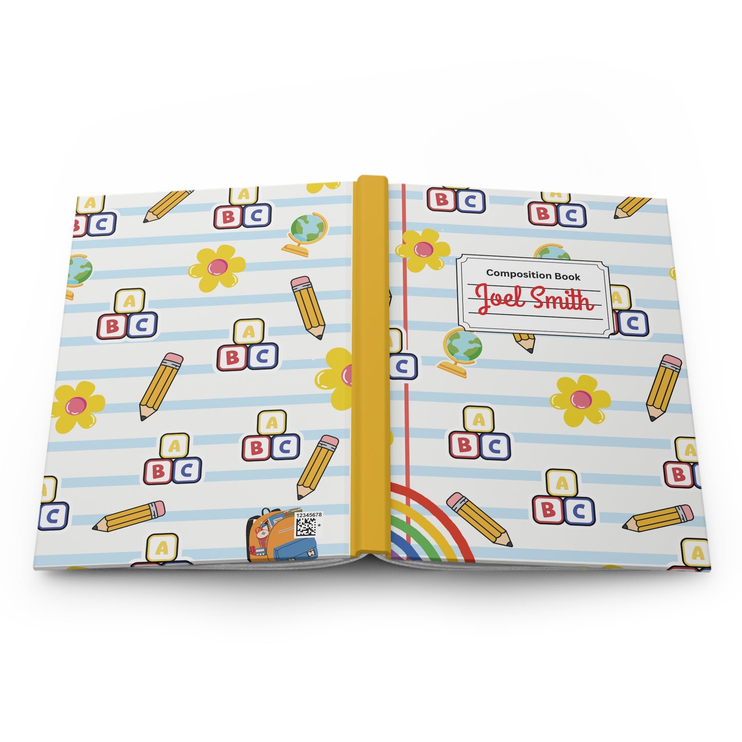 Custom White SchoolYard Chic Composition Book Inspired Ruled Hardcover Journal for Kids, Fun School Notebook, Customizable Composition Book, Back to School Gift, Learning Organizer