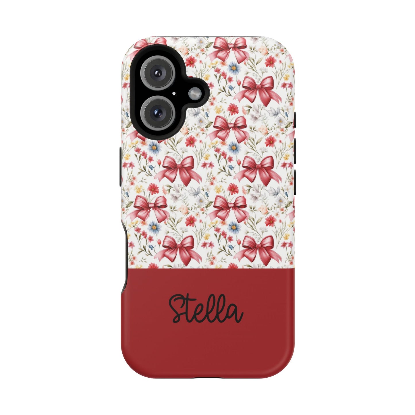 Personalized Rosette Coquette Floral Bow iPhone and Samsung Impact-Resistant Case — Custom Name Case