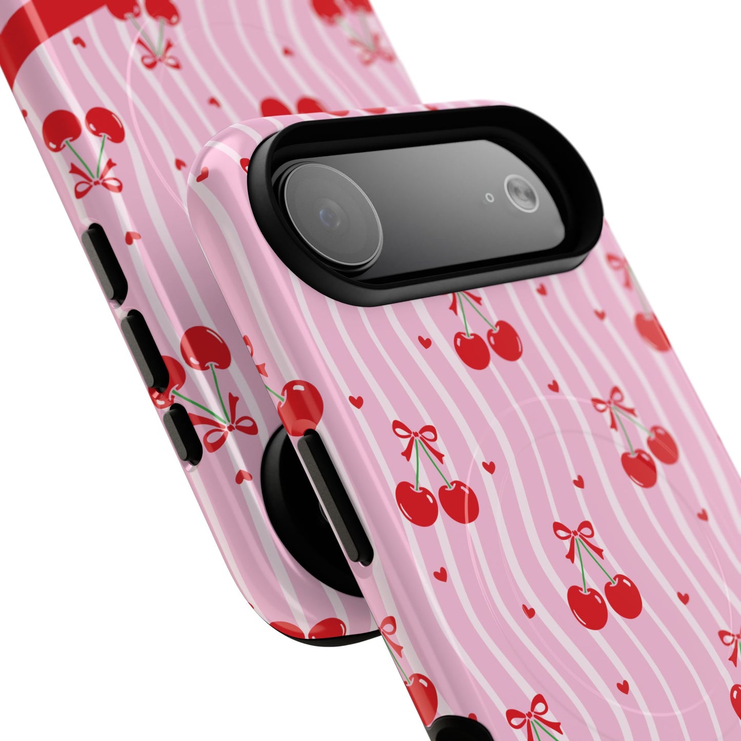 Personalized Cherry Blossom Dreams Tough Magnetic MagSafe® iPhone® 13, 14, 15, 16, 17, Pro, Pro Max, Plus Cases.— Pink Retro (Custom Name)