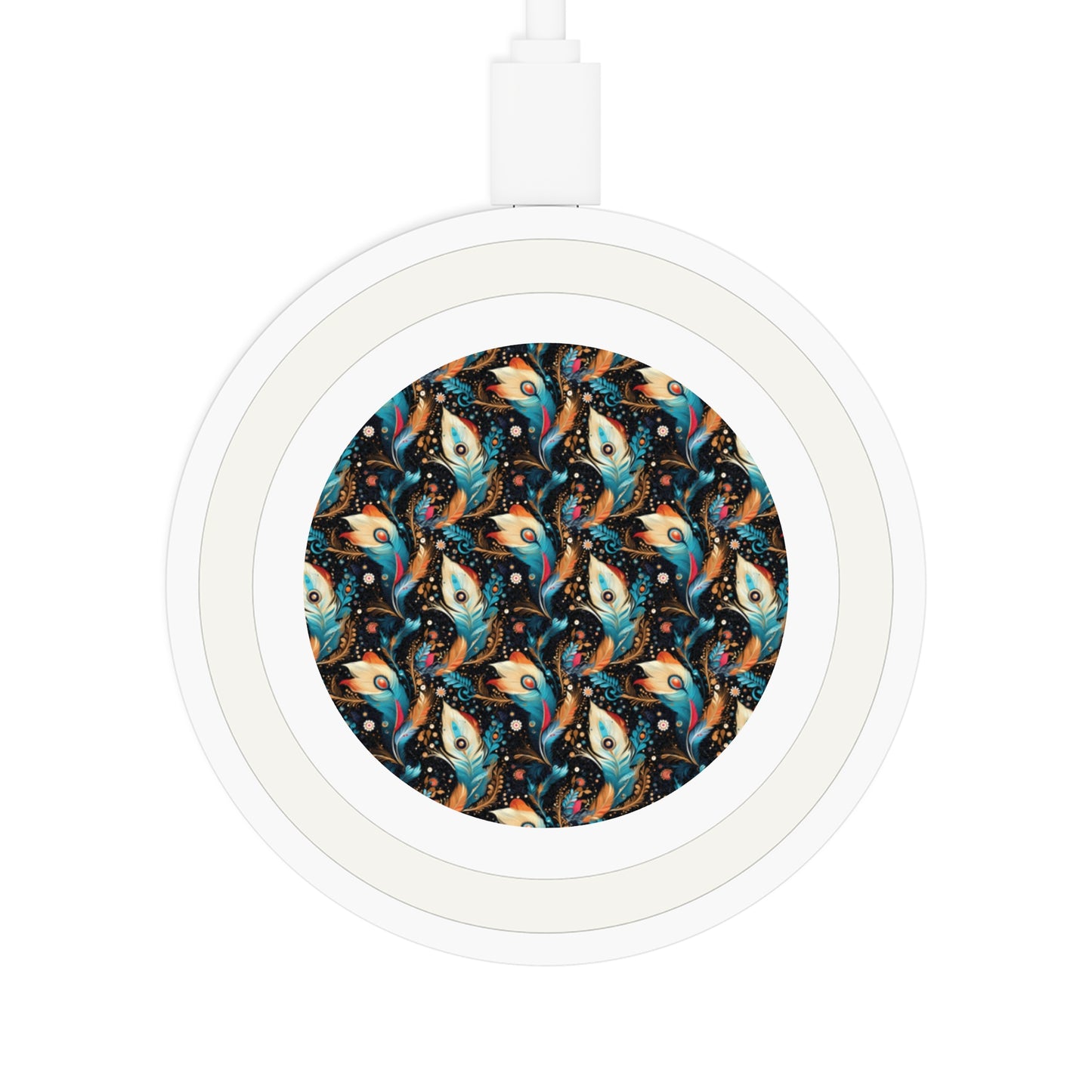 Ethereal Feathers Artistic Wireless Charging Pad - Quake Design, Perfect for Tech Lovers and Gift Giving