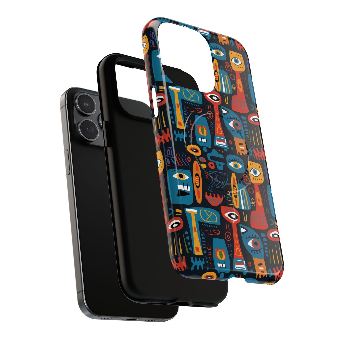 Urban Totem Vibe Tough iPhone Magnetic Case, Colorful Bohemian Art, Unique Gift for Him/Her, Holiday Accessory, iPhone Protection, MagSafe iPhone Case.