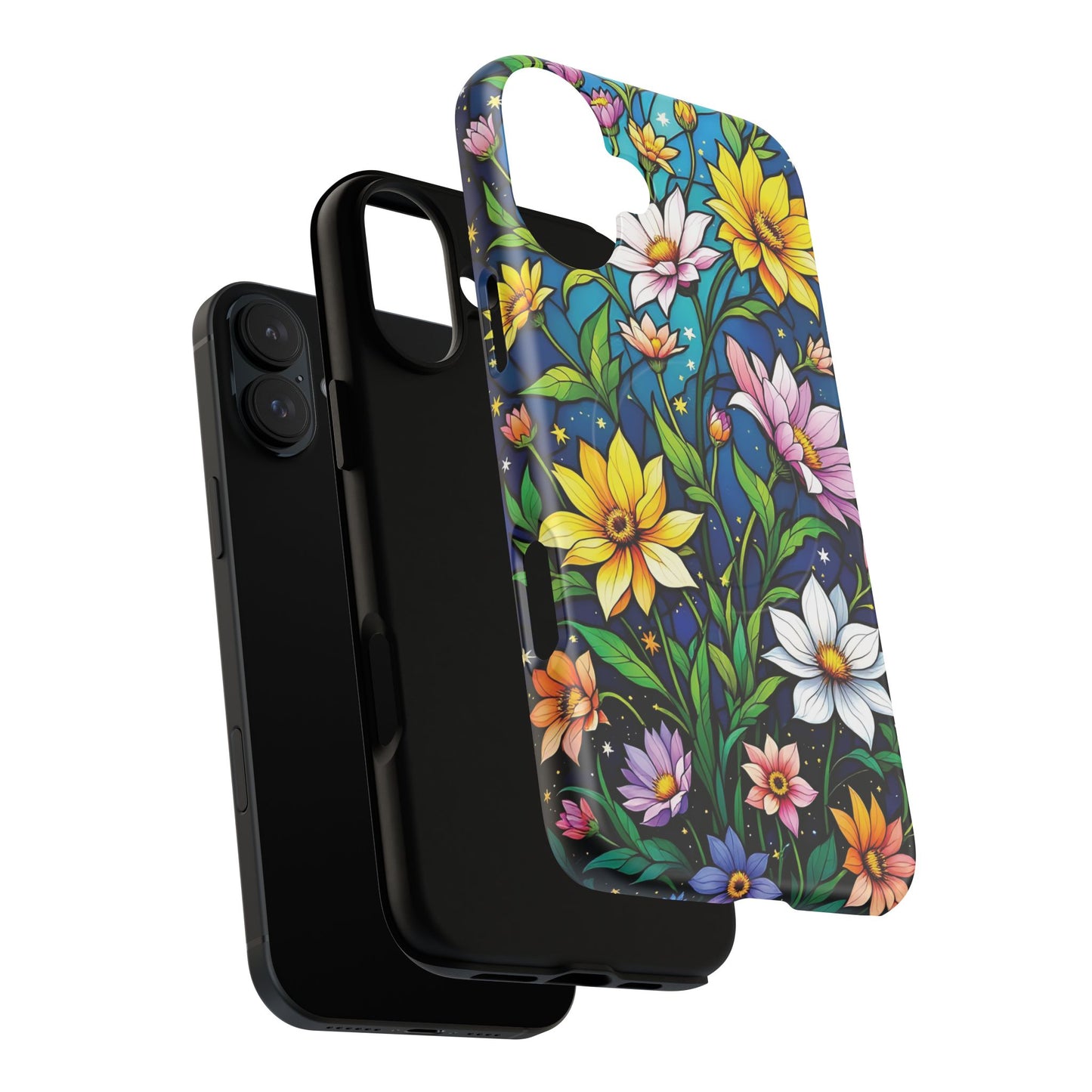 Flower Garden Stained Glass Phone Case, Tough Magnetic Cases, Floral Phone Cover, Durable Phone Accessories, Spring Gift, Birthday Present