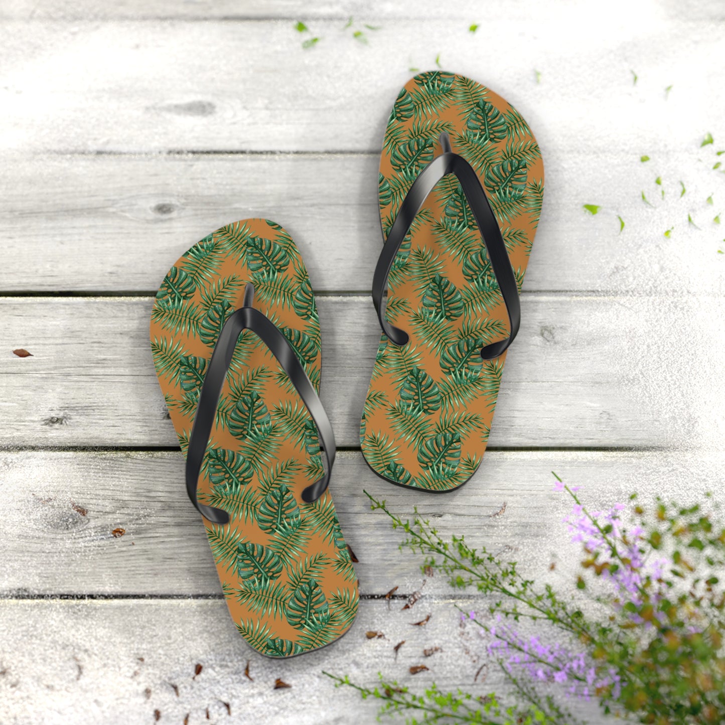 Brown Tropical Bliss Flip Flops