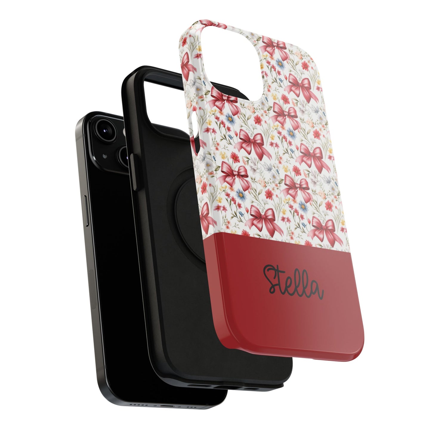 Personalized Rosette Coquette Floral Bow iPhone and Samsung Impact-Resistant Case — Custom Name Case