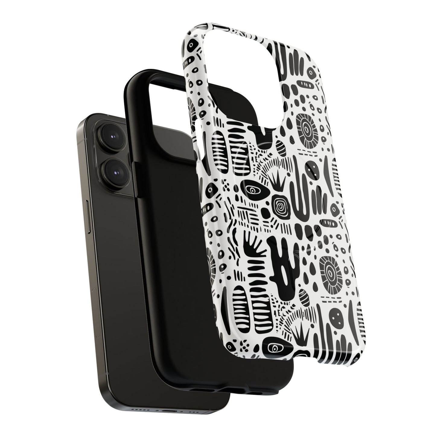 Abstract Monochrome Tough Magnetic iPhone Cases, Stylish Phone Cover, Durable Phone Protector, Modern Tech Accessories, Unique Gift Ideas