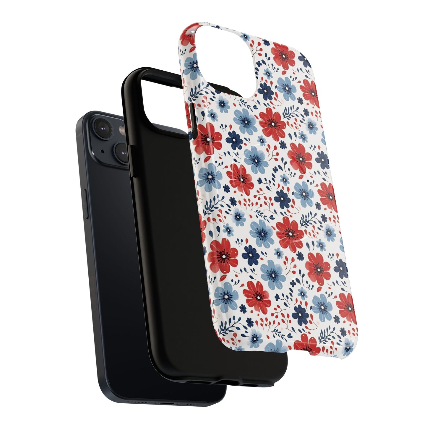 Patriotic Floral Dreams Tough Magnetic iPhone Cases, Durable, Stylish, Gift for Her, Protective Phone Cover, Spring Floral Design