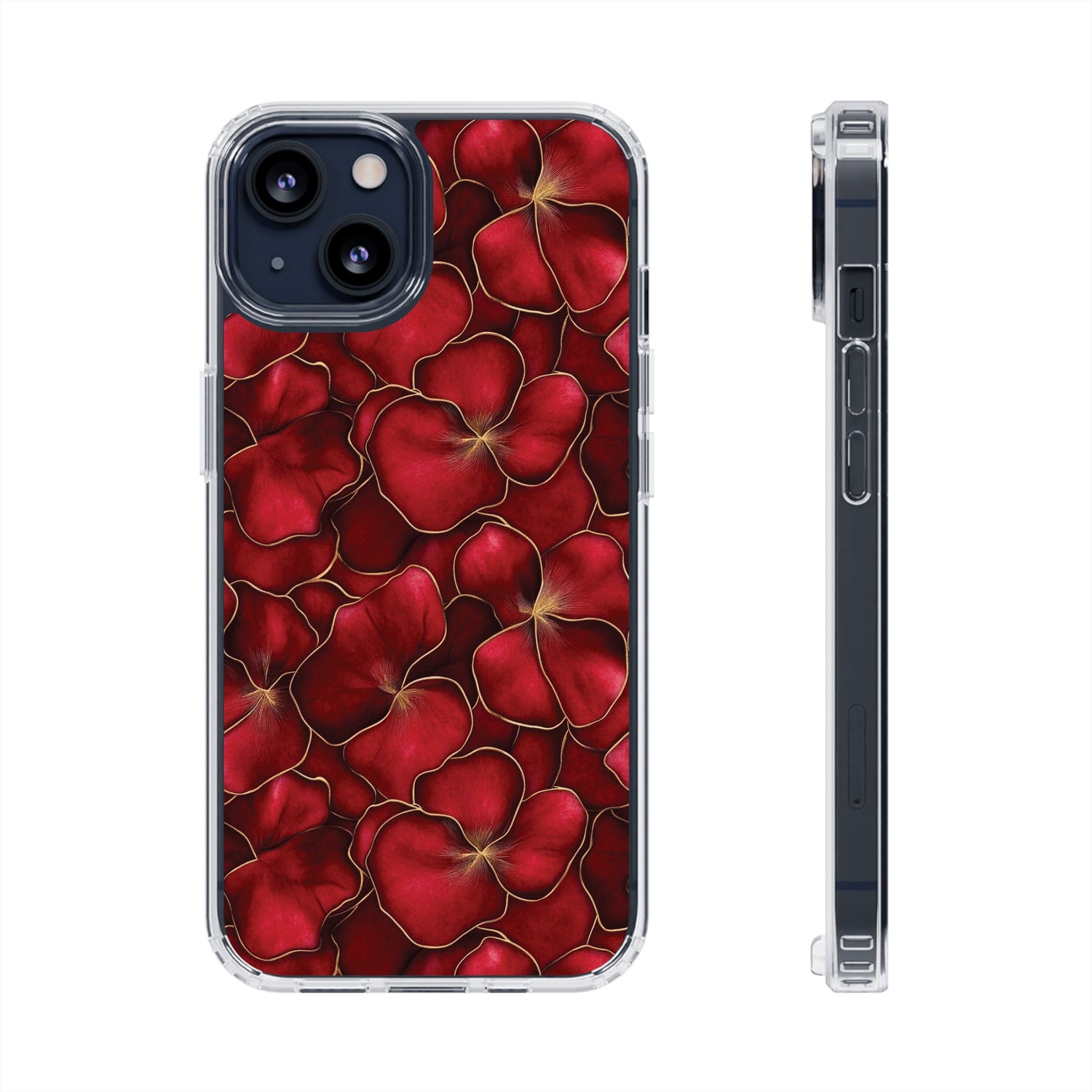 Velvet Petal Noir Floral Petal Clear Impact-Resistant iPhone and Samsung Case.