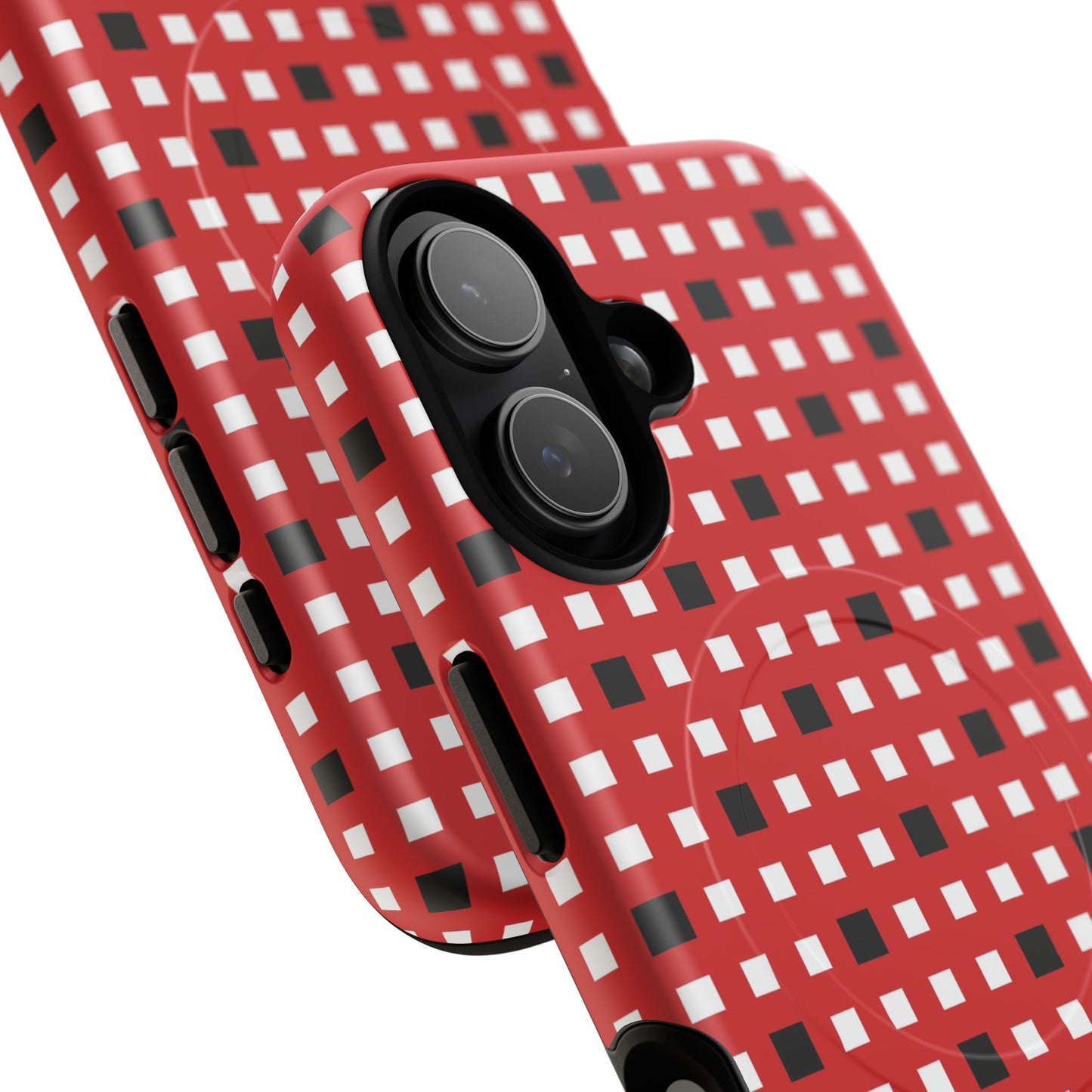 Crimson Gridlock Tough iPhone Magnetic Cases, Durable iPhone Accessories, Gift for Tech Lovers, Modern Design