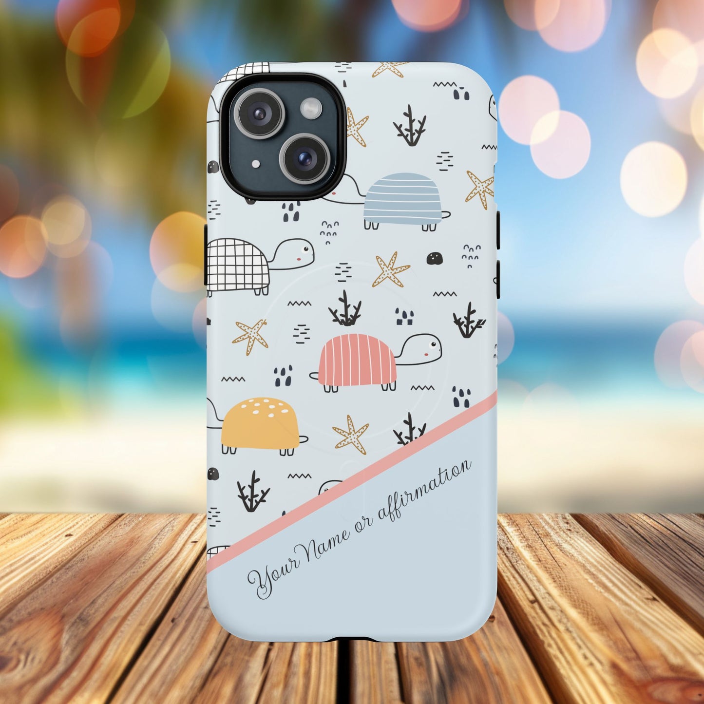 Personalized Cute Turtle Tough Magnetic MagSafe® Cell Cover, Ocean Theme Case, Sea Life Gift for Beach Lovers, iPhone® 13, 14, iPhone 15, iPhone 16, iPhone 17, Pro, Pro Max, Plus Cases.