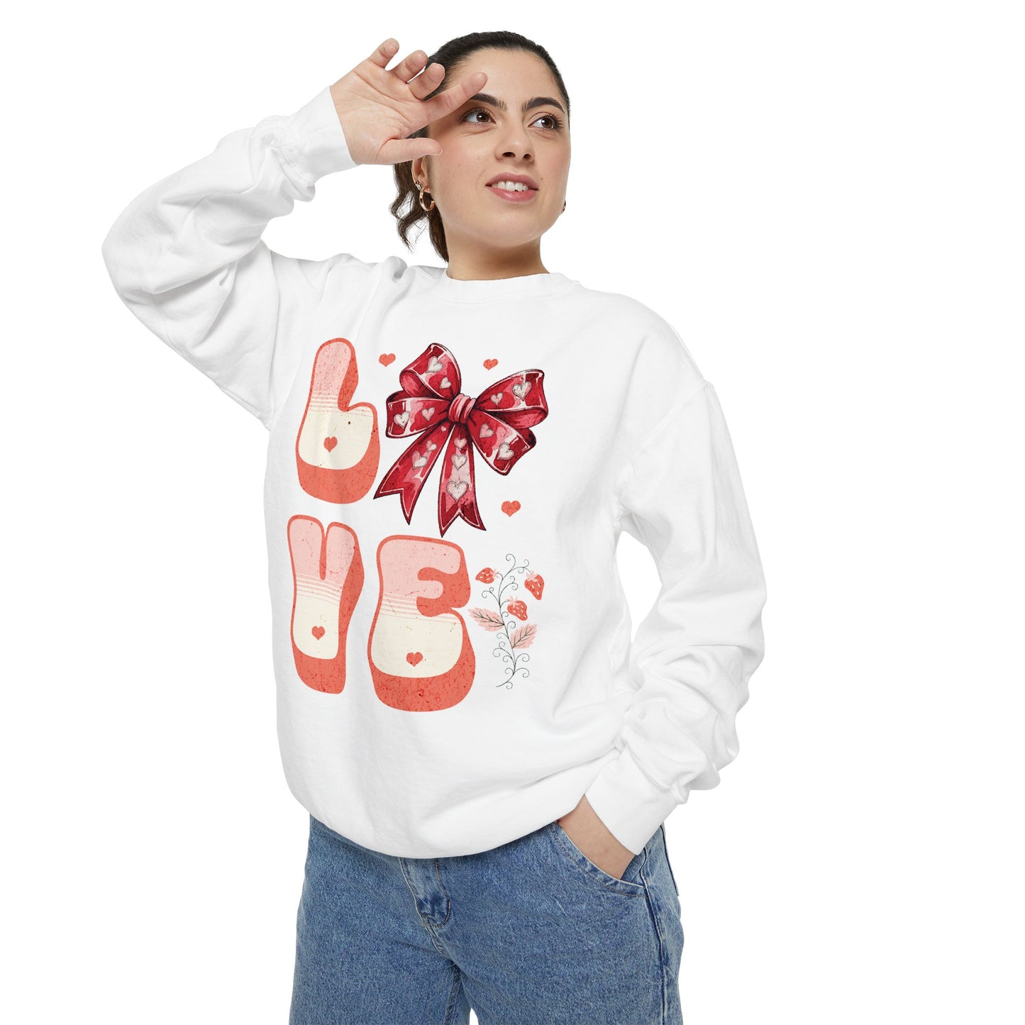 LOVE  Coquette Unisex Comfort Colors Garment-Dyed Sweatshirt