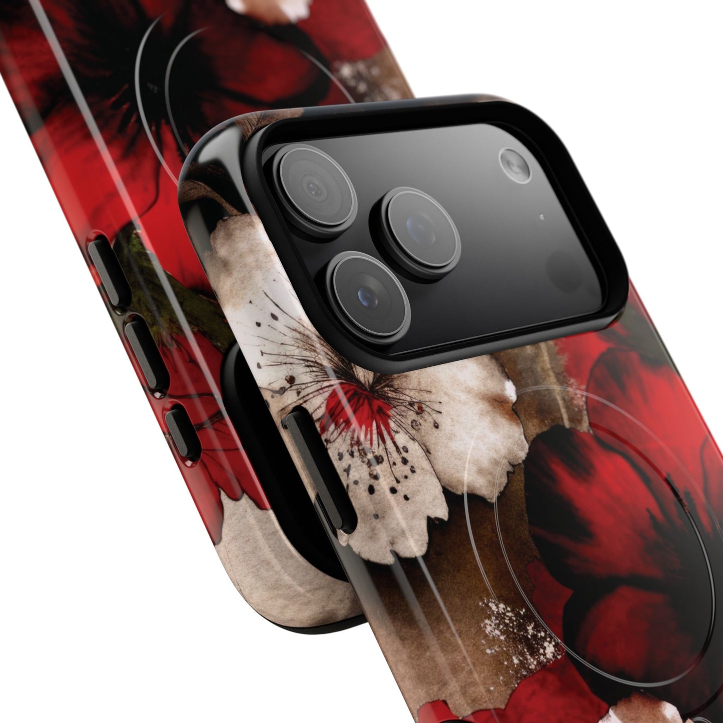 Crimson Noir Tough iPhone Magnetic Cases, Tough iPhone Protector, Stylish Floral Design, Gift for Her, Floral Accessories