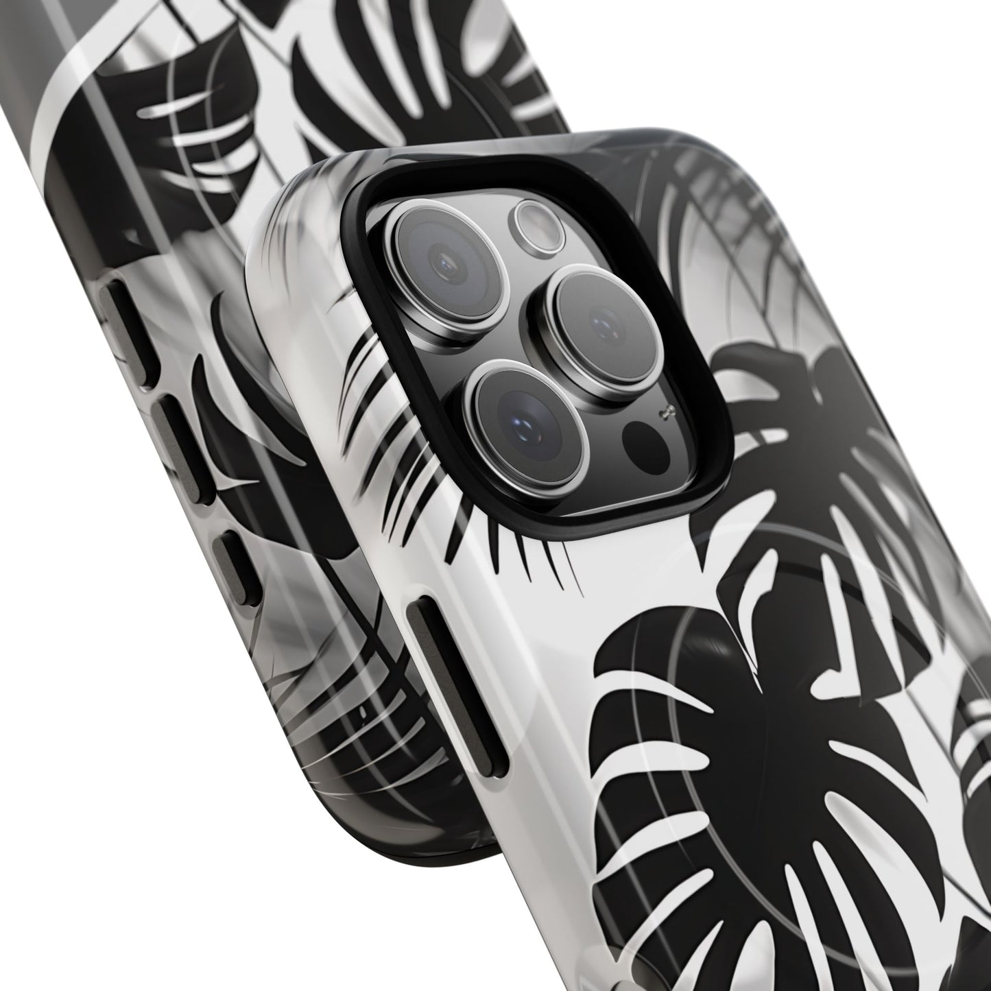 Personalized Monochrome Monstera Tropical Phone Case - Tough Magnetic MagSafe® Cases, Gifts for Nature Lovers, Stylish Phone Accessories, Gifts for Her.