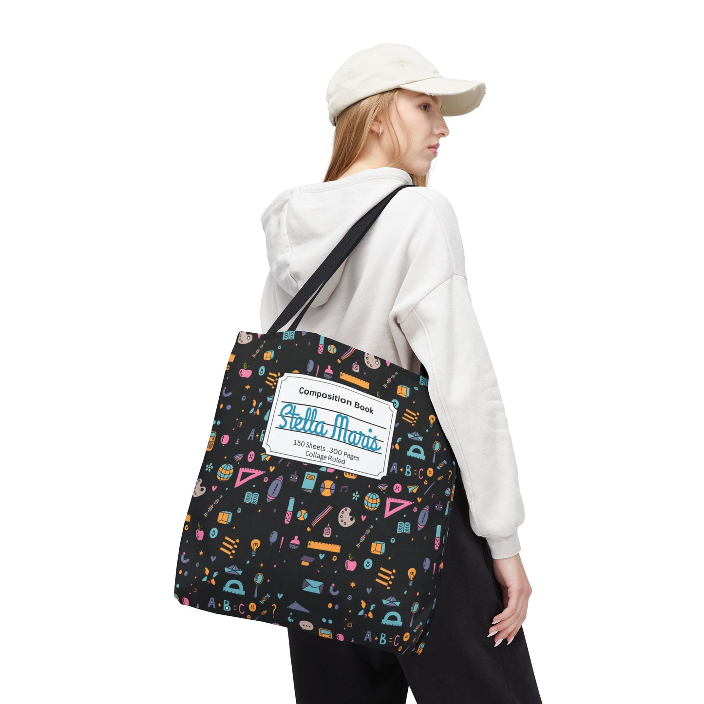 Personalized Chalkboard Chic Composition Book Inspired Tote Bag, Back to School Tote, Teacher Gift, Kids Bag, Custom Name Bag, Educational Accessories, Back to School Tote Bag.