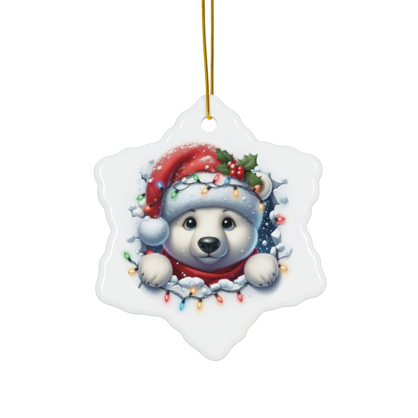 Polar Bear Ceramic Ornaments, 2-Side Print, (1pc, 3pcs, 5pcs, 10pcs)