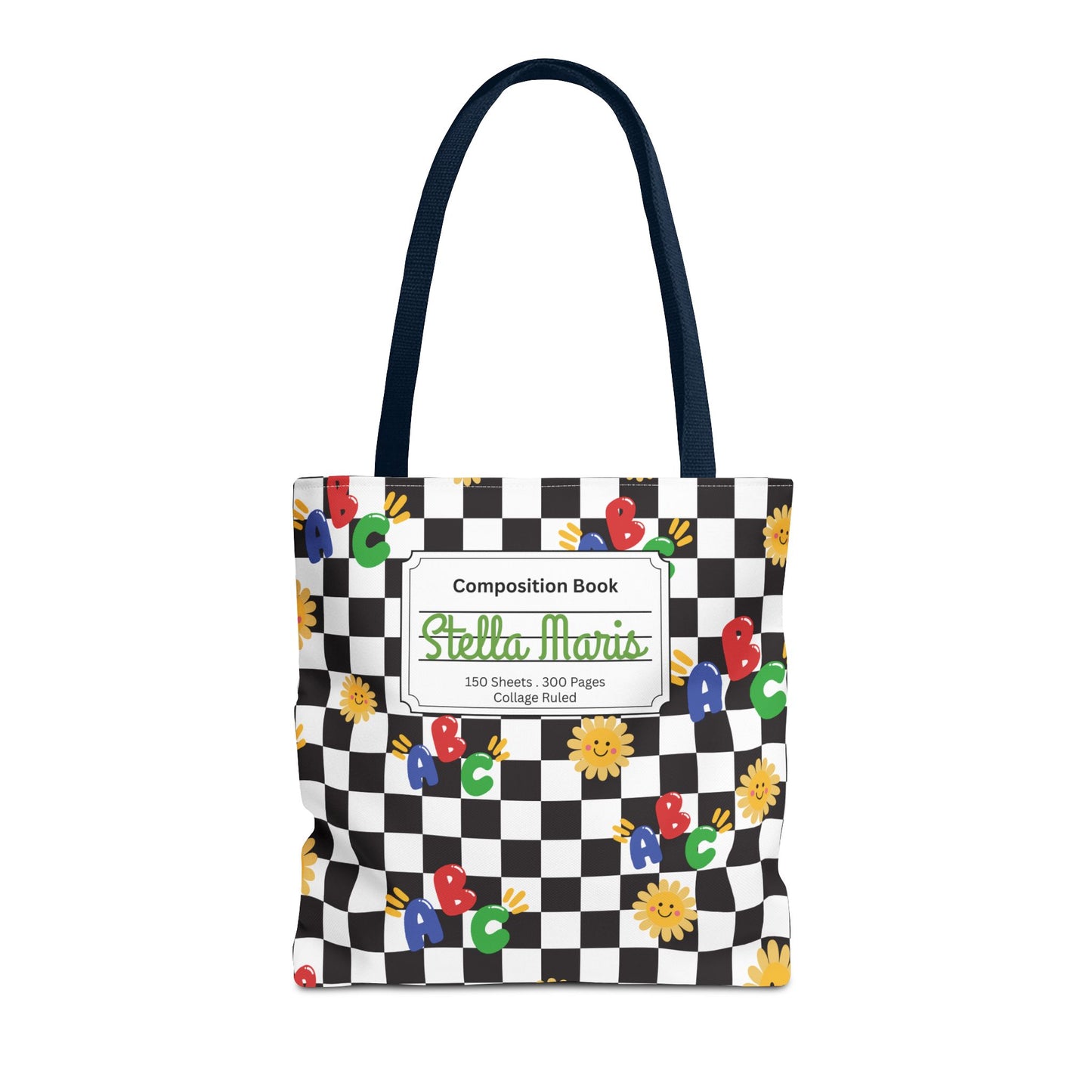 Personalized Schoolyard Chic Composition Book Inspired Tote Bag, Back to School Tote, Teacher Gift, Kids Bag, Custom Name Bag, Educational Accessories, Back to School Tote Bag.
