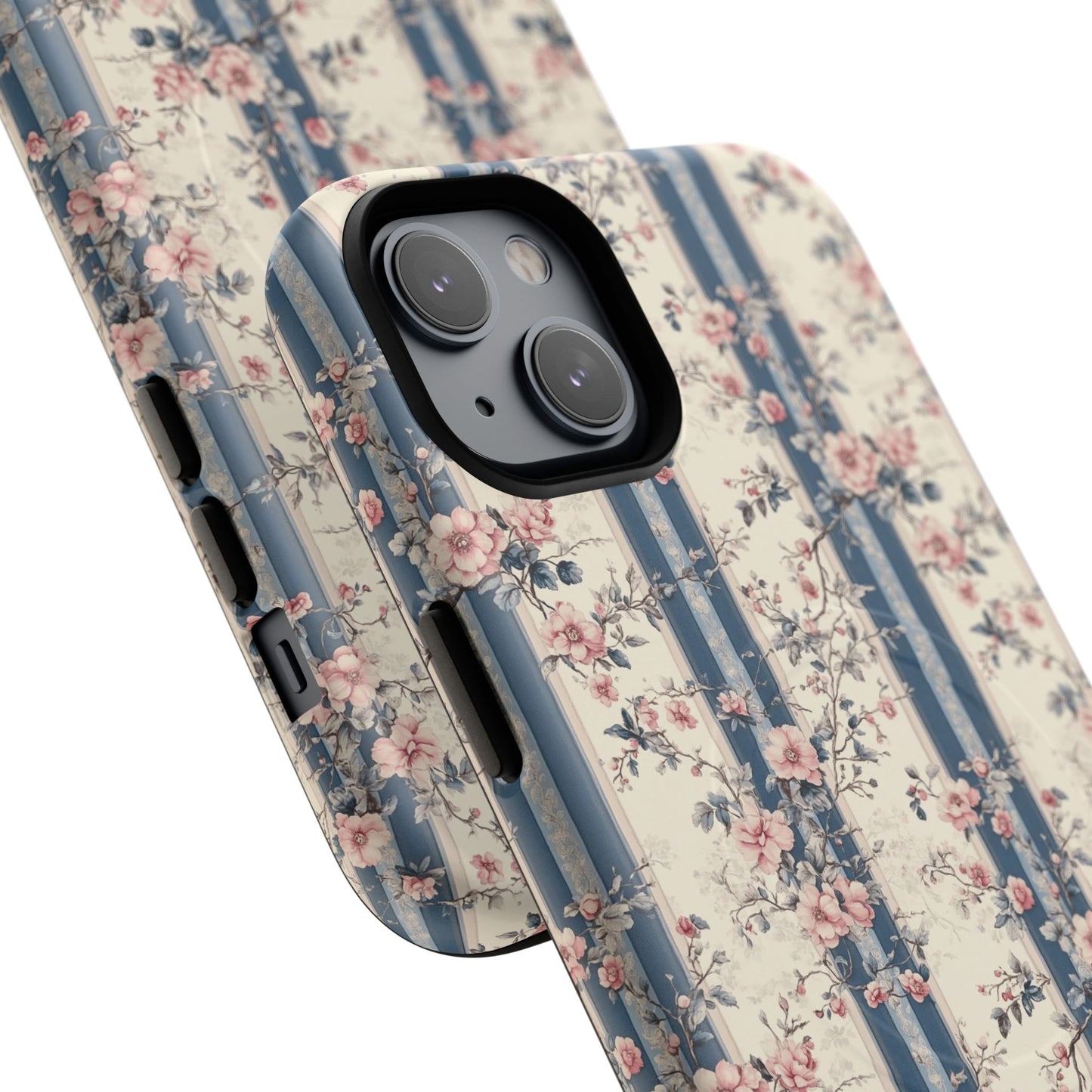 Victorian Rose Stripe iPhone Case, Tough Magnetic Cases for Stylish Protection, Flower Pattern iPhone Cover, Trendy Gift Idea for Her