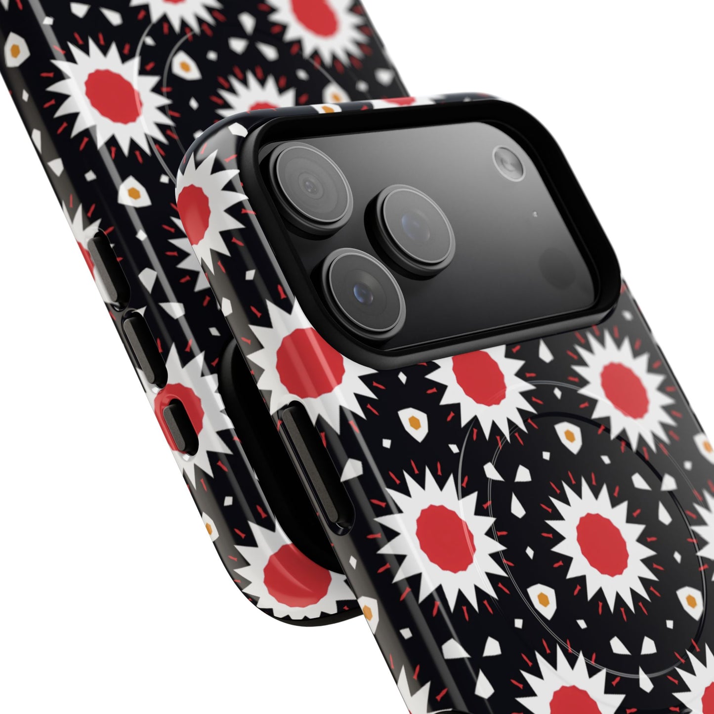 Crimson Spark Radiance Bold Floral Magnetic iPhone Cases, Stylish Tough Cases, Unique iPhone Accessories, Perfect Gift for Her, Trendy Tech Gear.