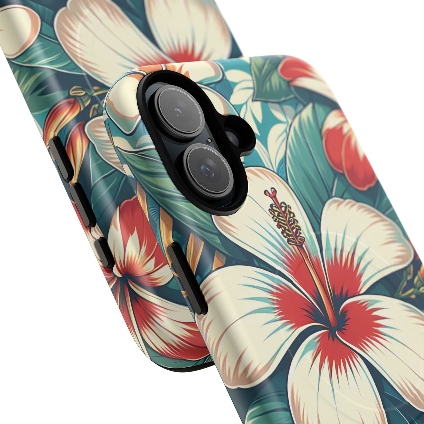 Tough Floral Phone Case, Tropical Hibiscus Design, Gift for Her, Summer Accessory, Customizable Phone Cover