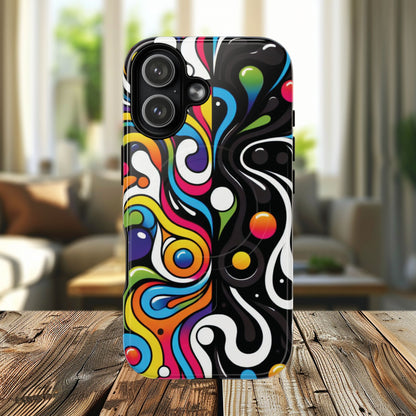 Vibrant Yin Yang Pop Splash Tough Magnetic iPhone Cases, Bold Artwork, Customizable Protection, Gift for Tech Lovers, Colorful iPhone Accessories