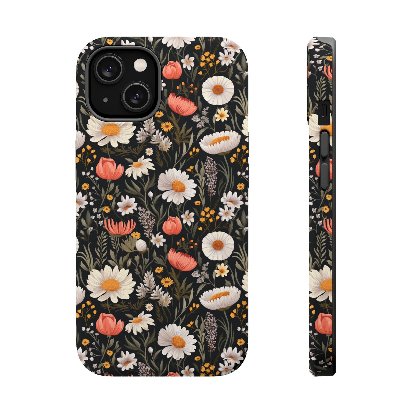 Blossom Elegance: Noir Garden Magnetic Tough iPhone Cases